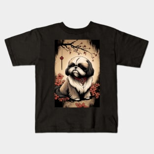 Super Cute Shih Tzu Portrait - Japanese style Kids T-Shirt